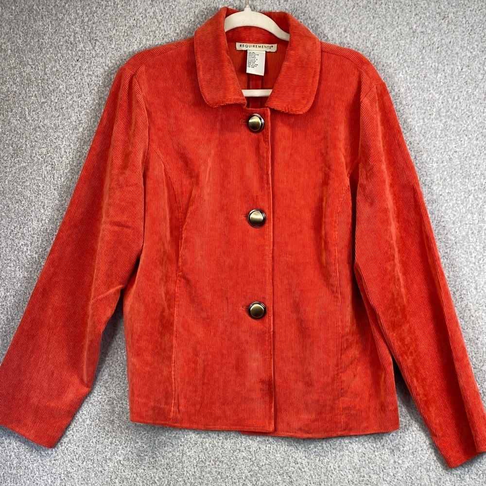 Requirements orange corduroy blazer XL big button lightweight soft colorful
